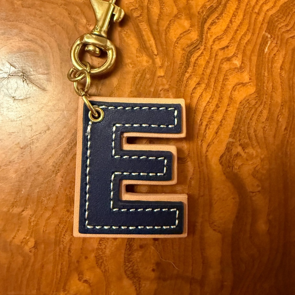 Unbranded ‘E’ leather keychain bag charm